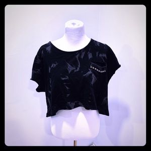 F21 Tie-Dye Distressed Studded Crop Top